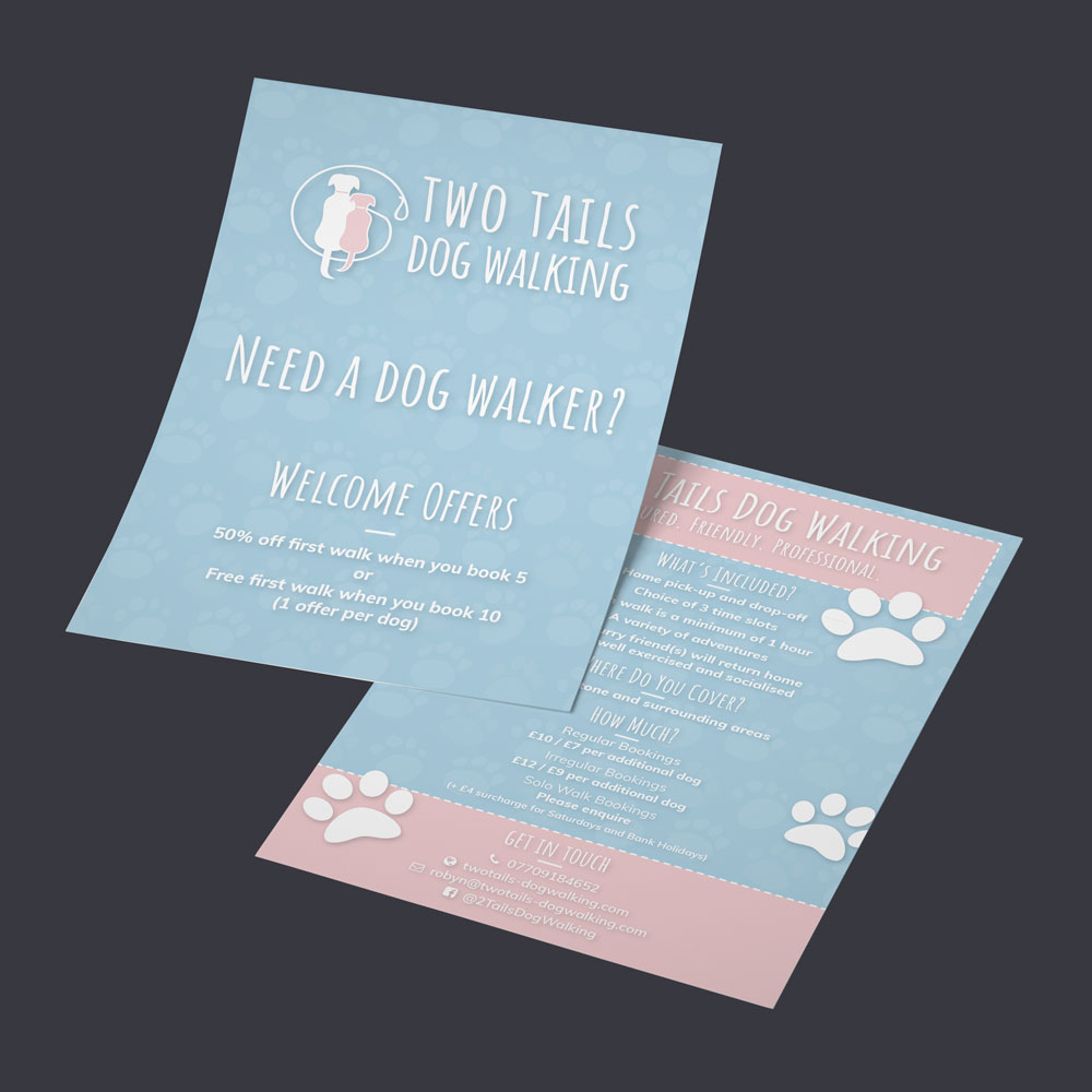 Two Tails Dog Walking - Flyer
