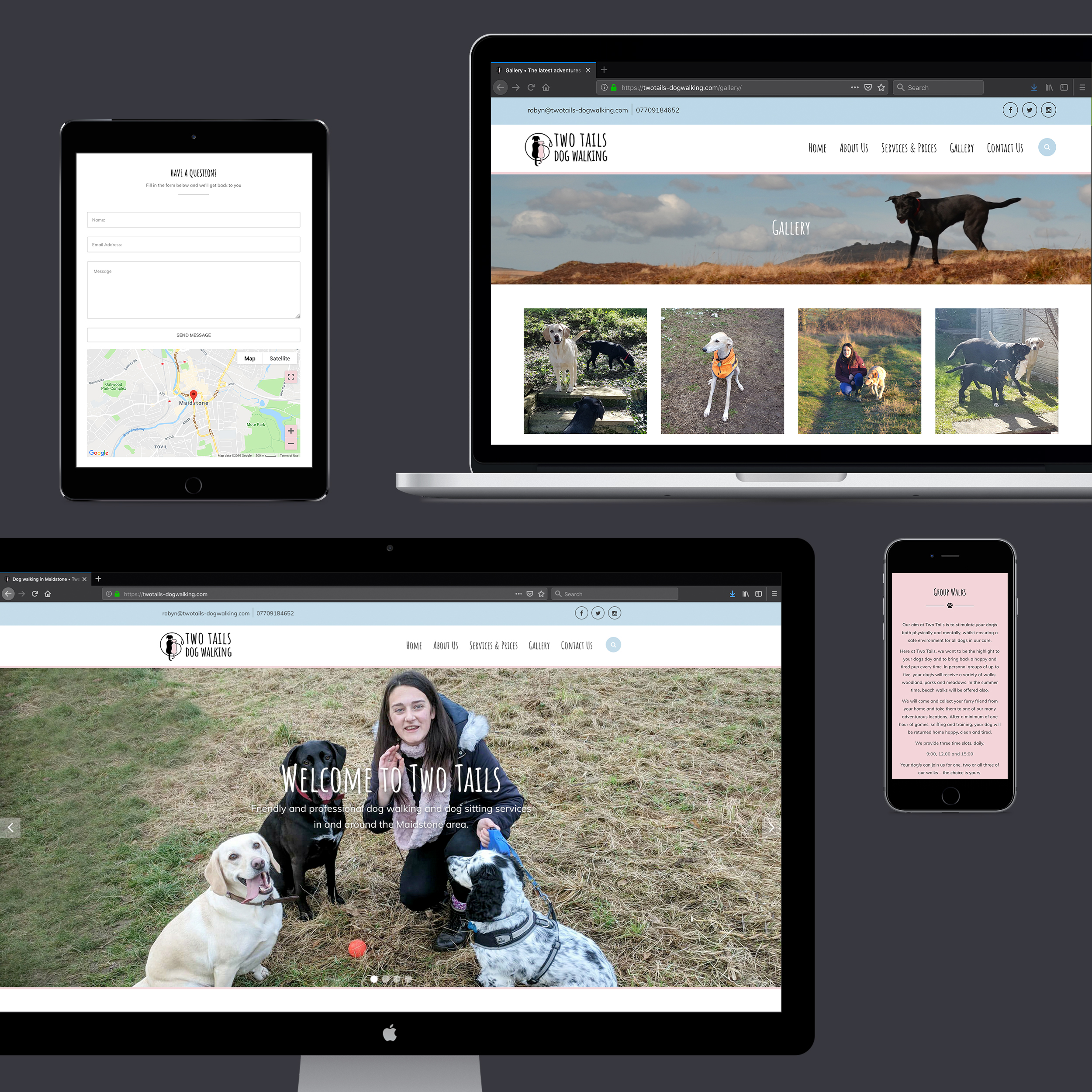 Two Tails Dog Walking - Website Design